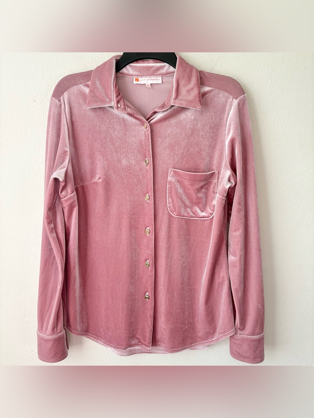 Jude Connally Pink Brandy Velvet Button‎ Down Top
